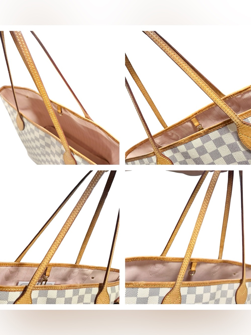 Louis Vuitton Damier Azur Pink & Vachetta MM Neverfull Tote Bag - Picture 10 of 16